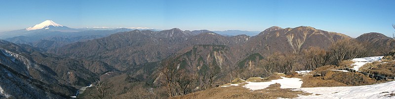 塔ノ岳山頂から西側の眺望（2007年2月撮影）