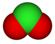 Spacefill model of chlorine dioxide