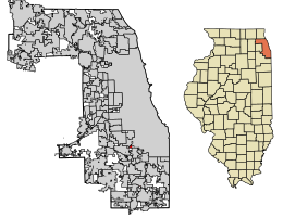 Location of Merrionette Park in Cook County, Illinois.