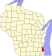 Map of Wisconsin highlighting Milwaukee County