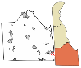 Location of South Bethany in Sussex County, Delaware.