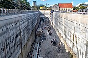 Tunnel boring at the Waterloo station dive site, May 2019