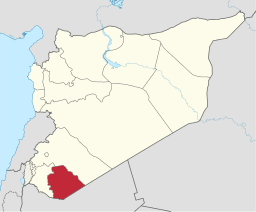 Kart over Syria med As-Suwayda avmerkt