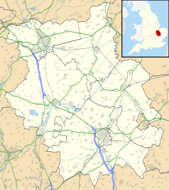 Mapa konturowa Cambridgeshire, na dole po prawej znajduje się punkt z opisem „Woodditton”