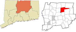 Ellington's location within the Capitol Planning Region and the state of Connecticut