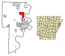 Location of Clarkedale in Crittenden County, Arkansas.