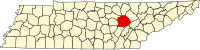 Map of Tennessee highlighting Cumberland County