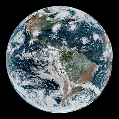 'n Saamgestelde Nasa-satellietbeeld van die Westelike Halfrond, soos afgeneem op 4 September 2019.