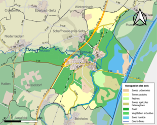 Carte en couleurs présentant l'occupation des sols.