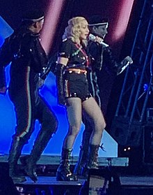 Madonna performing on stage