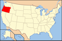 Map of the United States highlighting Oregon