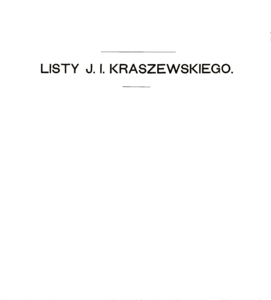 Józef Ignacy Kraszewski, Listy