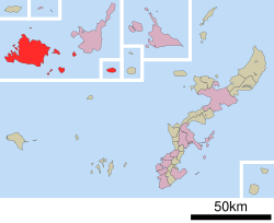 Vị trí thị trấn Taketomi trên bản đồ Okinawa