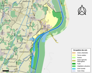 Carte en couleurs présentant l'occupation des sols.