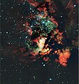 NGC 3576 dans le domaine de l'infrarouge par le VLT de l'ESO.