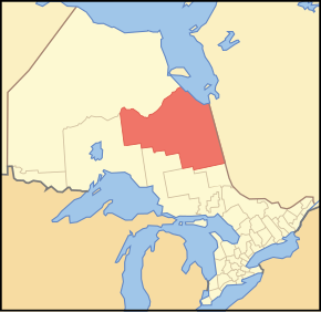 округ Кокран на провінційній мапі Онтаріо.