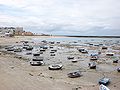 Playa de La Caleta en bajamar, Cádiz, España.