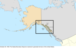 Map of the change to the United States in northwest North America on October 20, 1903