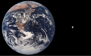 地球和土卫二的大小比较，每个像素有29公里