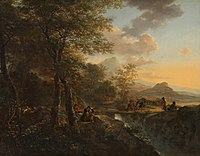 Jan Both, c. 1650, Italian landscape of the type Both began to paint after his return from Rome.