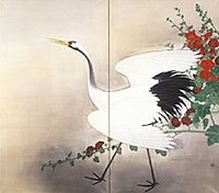 『鶴と七面鳥』 1928年（昭和3年）紙本彩色 財団法人永青文庫蔵