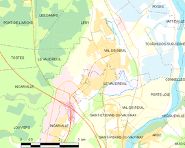 Mapa obce Le Vaudreuil