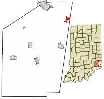 Location of Sunman in Ripley County, Indiana.