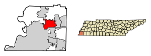 Location of Bartlett in Shelby County, Tennessee