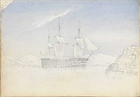 His brother William's ship HMS Vengeance in Port Mahon, 26 May 1852.