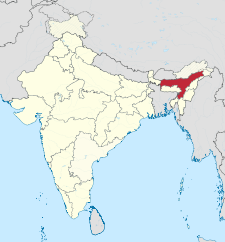 Peta India dengan letak Assam ditandai.