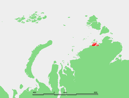 Plasseringa til Nansenøya i Karahavet, sør for Nordenskiöldøyane.