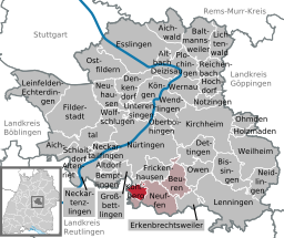 Läget för Kohlberg i Landkreis Esslingen