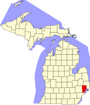 Map of Michigan highlighting Macomb County