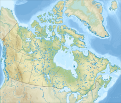 Mapa konturowa Kanady, u góry znajduje się punkt z opisem „Morze Baffina”