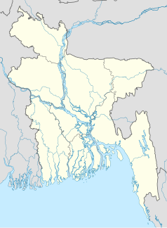 Mapa konturowa Bangladeszu, blisko centrum na lewo znajduje się punkt z opisem „Magura”