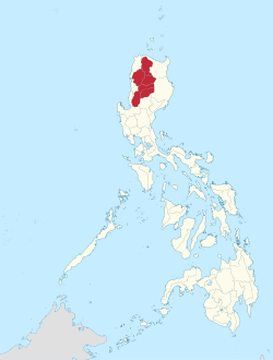 แผนที่ของประเทศฟิลิปปินส์แสดงที่ตั้งของเขตบริหารคอร์ดิลเยรา