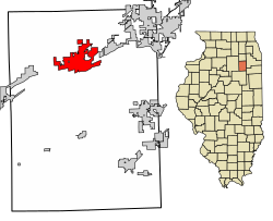 Location of Morris in Grundy County, Illinois.