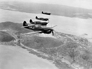 No. 84 Squadron Kittyhawks over Thursday Island in 1943