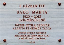 Emléktáblája Budapesten (XIII. ker., Katona József utca 27)