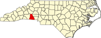 クリーブランド郡の位置を示したノースカロライナ州の地図