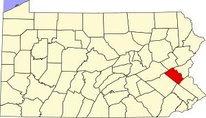 Map of Pennsylvania highlighting Lehigh County