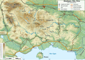 Carte topographique des Rhodopes.