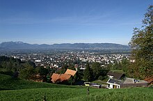 A photo of Dornbirn from a hillside