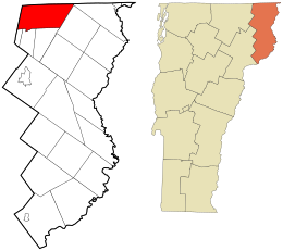 Location in Essex County and the state of Vermont.