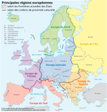 Carte de l'Europe des aires culturelles