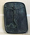 „Tret-Bild“ aus Bronze mit Kruzifixdarstellung (Nagasaki). Die Konturen sind durch die langjährige Benutzung weitgehend unkenntlich geworden.