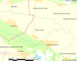 Mapa obce Saint-Oulph