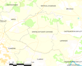 Mapa obce Grateloup-Saint-Gayrand