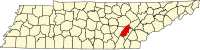 Map of Tennessee highlighting Rhea County