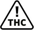 Símbolo de un triángulo negro con un signo de exclamación en su interior y las letras "THC" debajo.